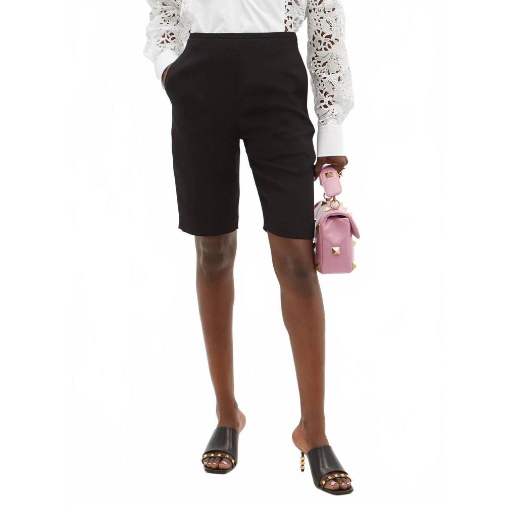 NEW VALENTINO relaxed stretch crepe bermuda shorts in black